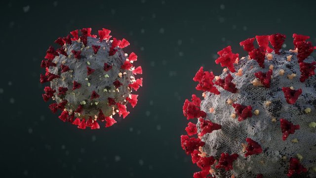Coronavirus COVID-19. Virus cell macro 3d animation rendering. Alpha channel. UHD 3840x2160. 