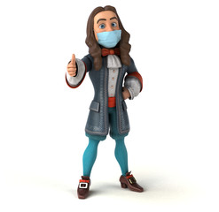 3D illustration of a cartoon character with a mask