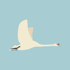 Cartoon white goose. Cute Cartoon white goose, Vector illustration on a white background. Drawing for children.