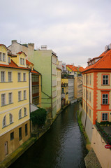 Fototapeta na wymiar View of channel river ,Prague city Czech republic, colorful houses.