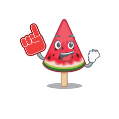 watermelon ice cream mascot cartoon style with Foam finger