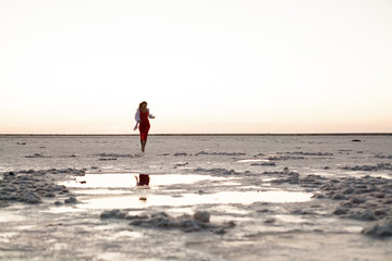 Sunset on the salt lake