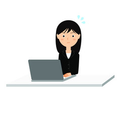 真剣な顔つきでパソコンを操作する若い女性社員