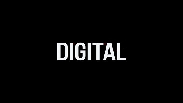 Digital. Animation of Text With Glitch Effect. Alpha Channel