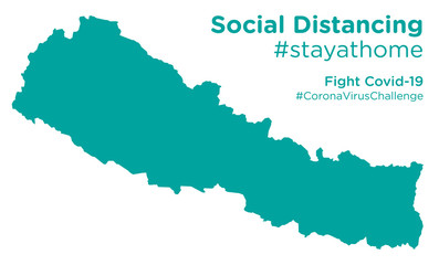 Nepal map with Social Distancing stayathome tag