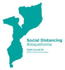 Mozambique map with Social Distancing stayathome tag