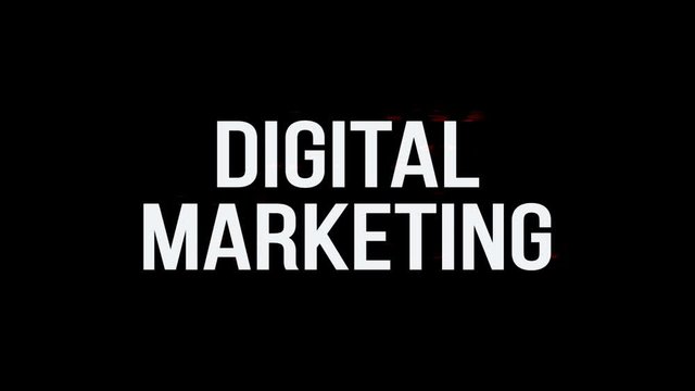 Digital Marketing. Animation of Text With Glitch Effect. Alpha Channel