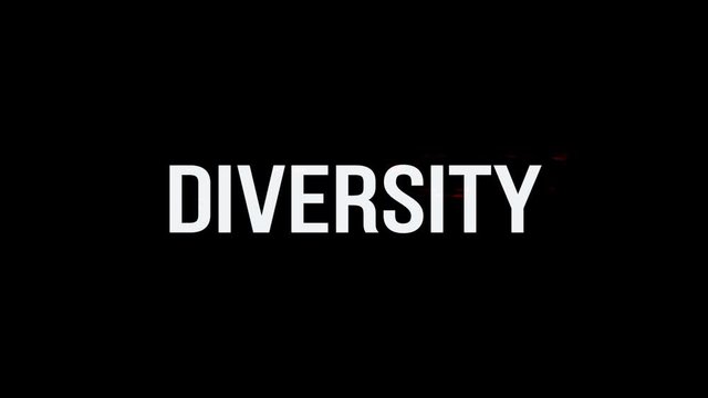 Diversity. Animation of Text With Glitch Effect. Alpha Channel