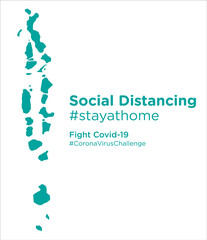 Maldives map with Social Distancing stayathome tag