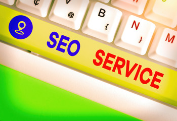 Conceptual hand writing showing Seo Service. Concept meaning techniques and procedures to increase...
