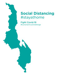 Malawi map with Social Distancing stayathome tag