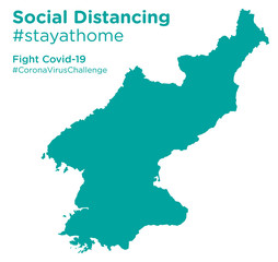 North Korea map with Social Distancing stayathome tag
