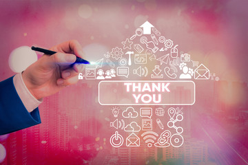 Word writing text Thank You. Business photo showcasing a polite expression used when acknowledging...