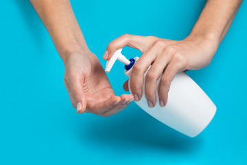 Washing hands with alcohol gel or antibacterial soap sanitizer Prevent the spread of bacteria and avoid infections coronavirus Health care hygiene protection prevention against virus flu and covid-19