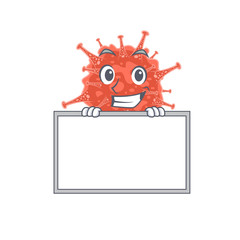 Smiley orthocoronavirinae cartoon character style bring board