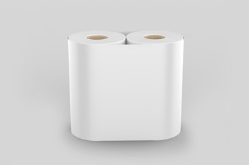 Blank Soft Toilet Paper Roll For Branding, 3d render illustration.