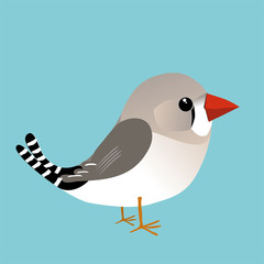 A digital illustration of a cute female zebra finch