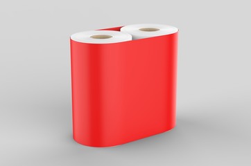 Blank Soft Toilet Paper Roll For Branding, 3d render illustration.