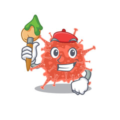 Talented orthocoronavirinae Artist cartoon character with brush