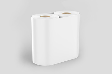 Blank Soft Toilet Paper Roll For Branding, 3d render illustration.