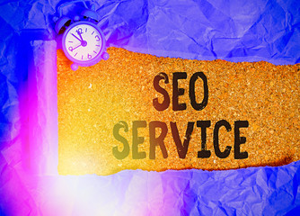 Text sign showing Seo Service. Business photo text techniques and procedures to increase the...