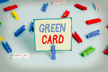Conceptual hand writing showing Green Card. Concept meaning permit allowing a foreign national to...