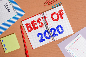 Word writing text Best Of 2020. Business photo showcasing great and marvelous things and events...