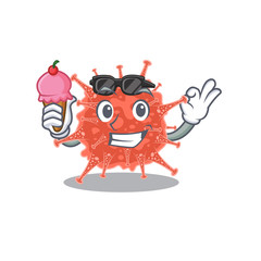 cartoon character of orthocoronavirinae holding an ice cream