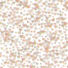 Valentine day background with hearts. Yellow purple red green polygonal hearts in diamond style. Low poly hearts background. Attractive vector illustration.