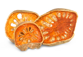 dried quince slices an isolated on white background