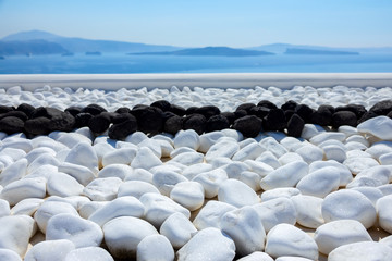 White and Black Stones on the Terrace with Sea View