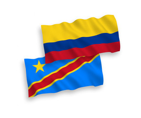Flags of Colombia and Democratic Republic of the Congo on a white background