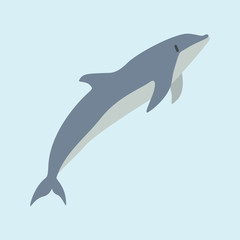 Cartoon dolphin. Cute Cartoon dolphin, Vector illustration on a blue background. Drawing for children.