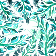 floral pattern. watercolor drawing with a pattern of green leaves.