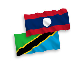 Flags of Tanzania and Laos on a white background