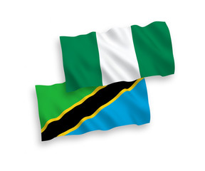 Flags of Tanzania and Nigeria on a white background