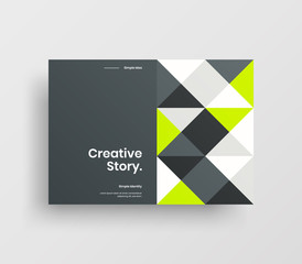 Creative business presentation vector A4 horizontal orientation front page mock up. Modern corporate report cover abstract geometric illustration design layout. Company identity brochure template.