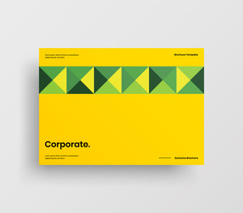 Obraz premium Creative business presentation vector A4 horizontal orientation front page mock up. Modern corporate report cover abstract geometric illustration design layout. Company identity brochure template.
