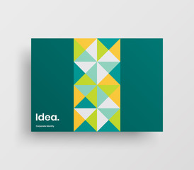 Creative business presentation vector A4 horizontal orientation front page mock up. Modern corporate report cover abstract geometric illustration design layout. Company identity brochure template.