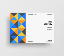 Creative business presentation vector A4 horizontal orientation front page mock up. Modern corporate report cover abstract geometric illustration design layout. Company identity brochure template.