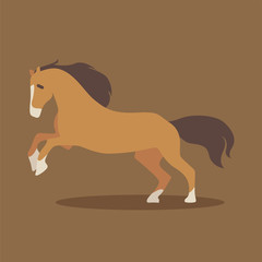 Cartoon horse. Cute Cartoon horse, Vector illustration on a brown background. Drawing for children.