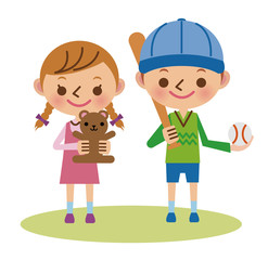 幼い男の子と女の子