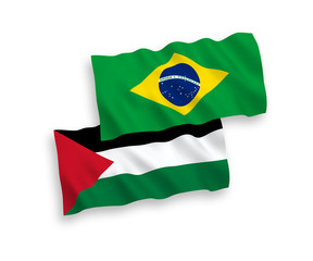 Flags of Brazil and Palestine on a white background