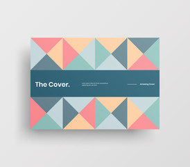 Creative business presentation vector A4 horizontal orientation front page mock up. Modern corporate report cover abstract geometric illustration design layout. Company identity brochure template.
