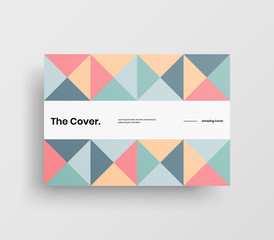 Creative business presentation vector A4 horizontal orientation front page mock up. Modern corporate report cover abstract geometric illustration design layout. Company identity brochure template.