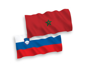Naklejka premium Flags of Slovenia and Morocco on a white background