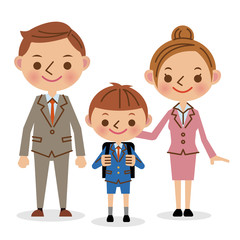 入学式イメージ（小学生男子＋両親）