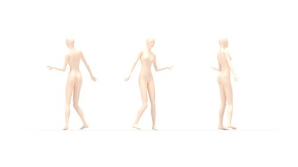 Naklejka na ściany i meble 3D rendering of a mannequin person fashion model isolated