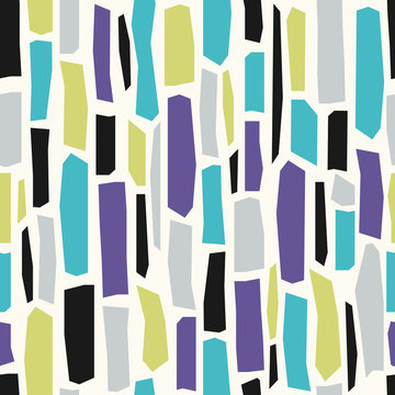 Seamless pattern background with astract paper cut shapes, contemporary collage style