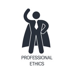 Super businessman. Professional ethics. Vector icon isolated on white background.